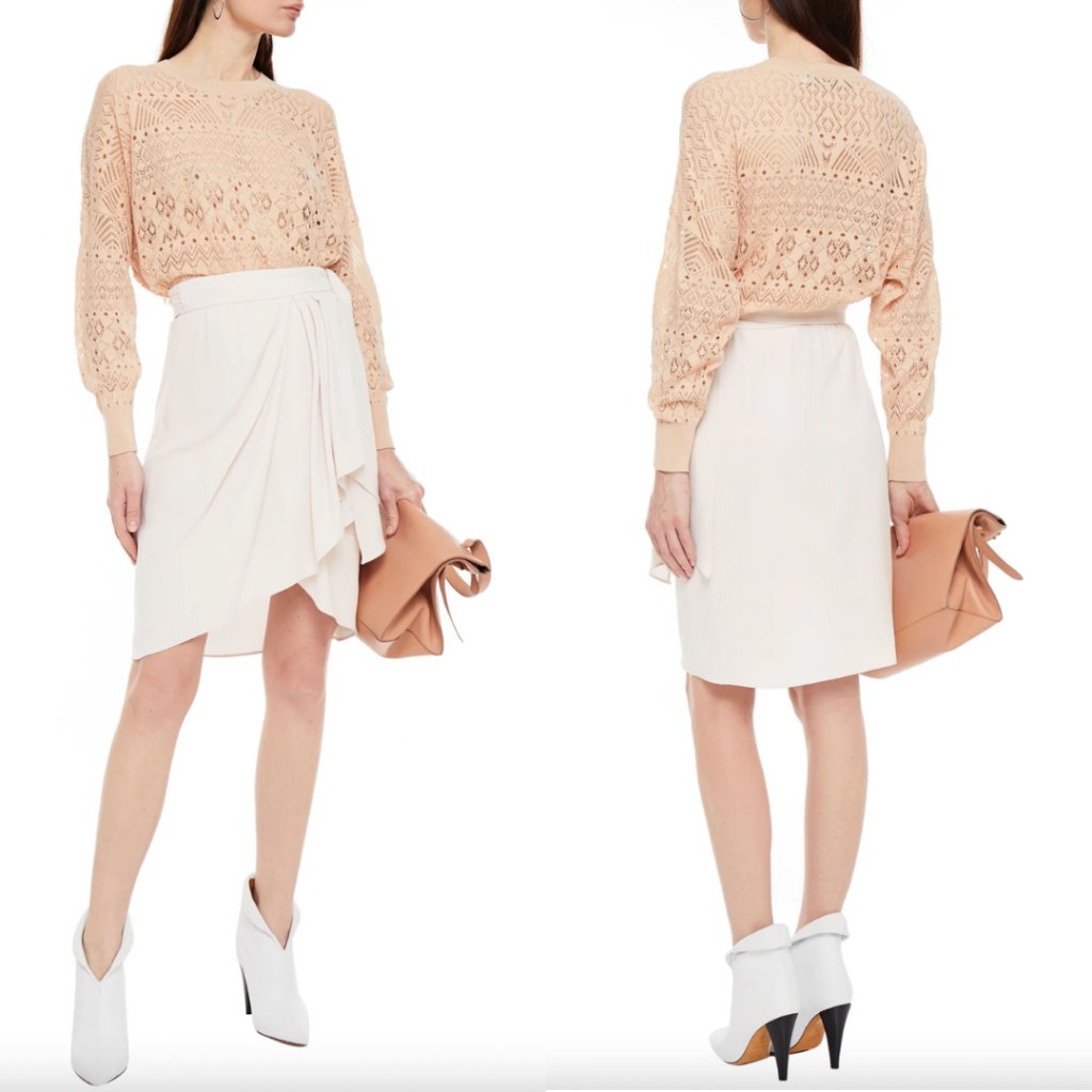 $380 Nwt Iro Nude Blush Alfe Wrap Skirt Size Fr 36/4